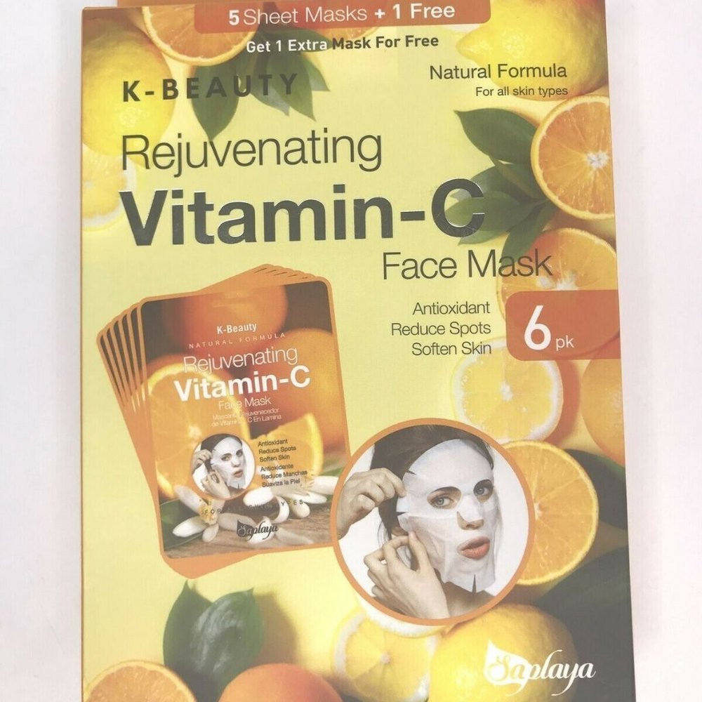 K-Beauty 6-Pack Face Mask Sheets Vitamin - C -NEW